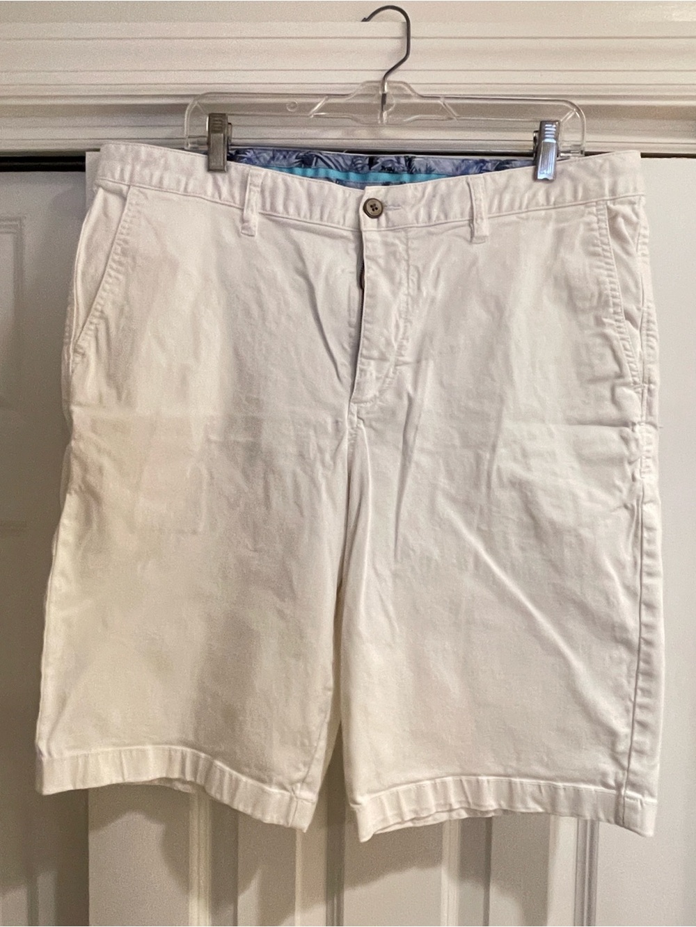 Tommy Bahama White Flat Front Cotton Shorts